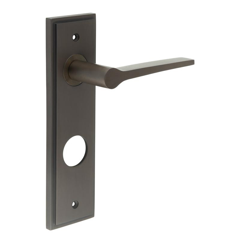 Knightbridge Door Handle Din Bathroom Backplate