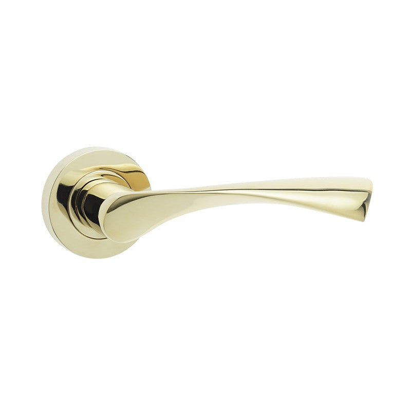 Twirl Door Handle on Rose PVD Brass