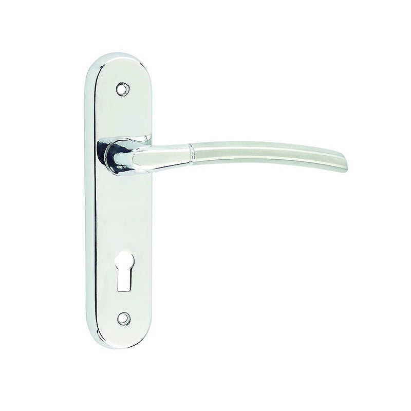 Lorenzo Kontrax Suite Door Handle on Lockplate Polished Chrome/Satin Chrome