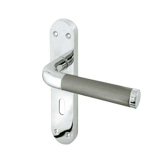 Twin Suite Door Handle on Lockplate Polished Chrome/Satin Chrome