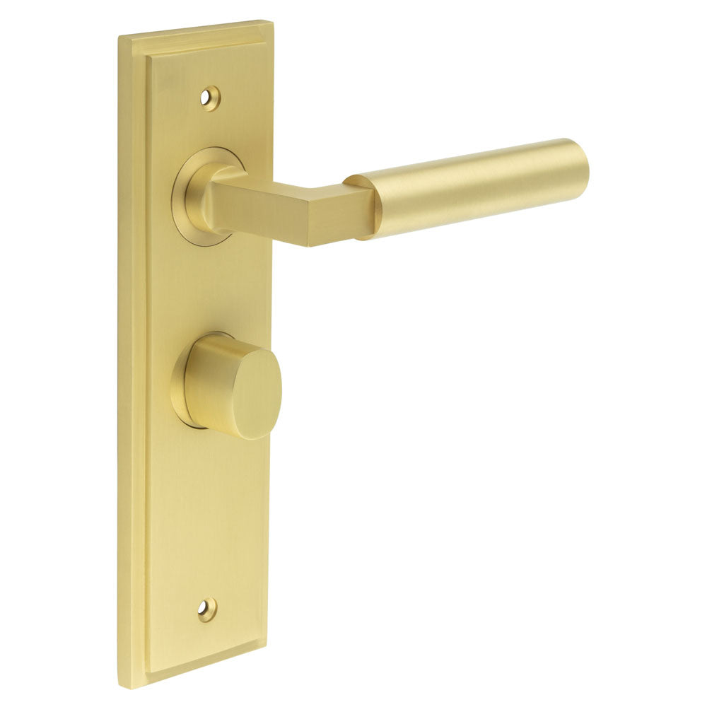 Westminster Door Handle Bathroom Backplate & Turn & Release