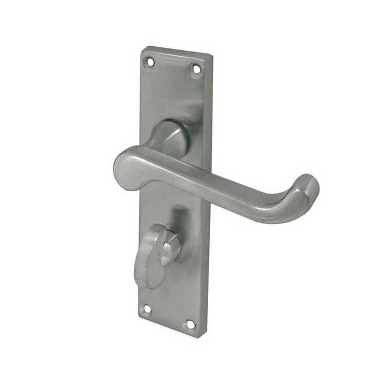 Victorian Scroll Door Handle on Bathroom Plate