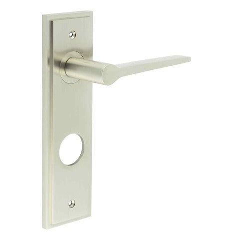 Knightbridge Door Handle Din Bathroom Backplate