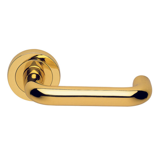 Studio H Lever on Round rose in Polished Brass