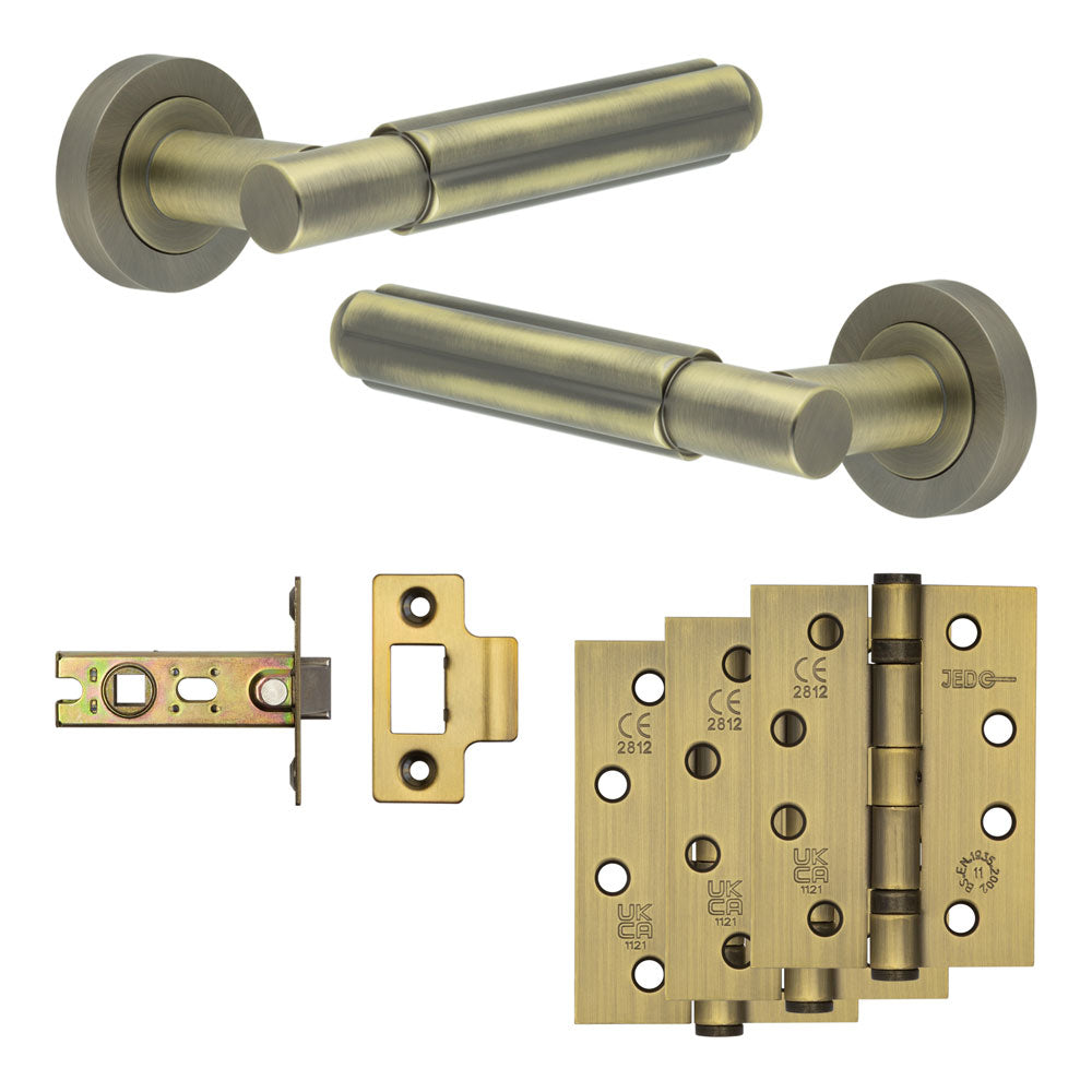 Complete Bloom Door Handle Pack - Internal Doors - Antique Brass - 64mm / 4"