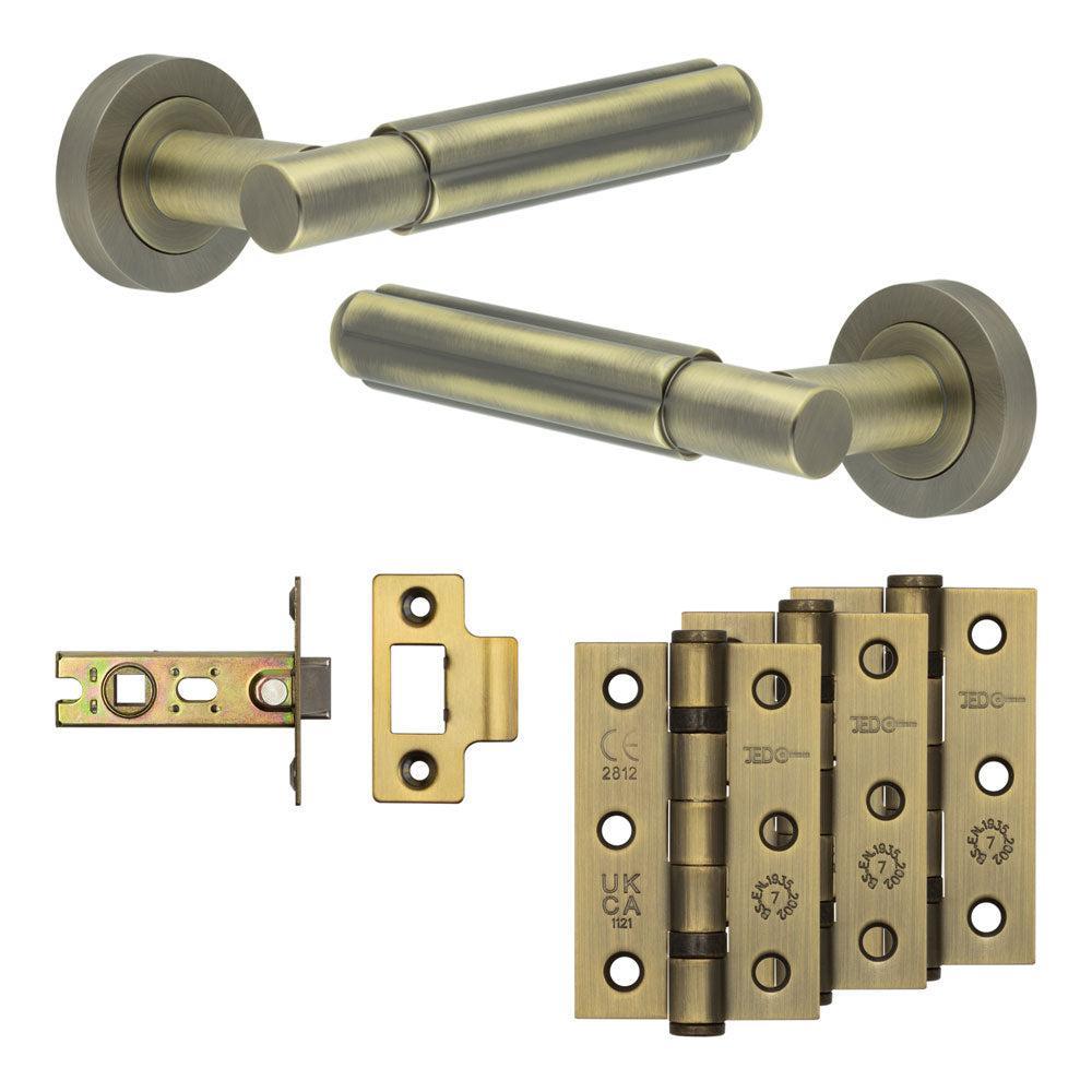 Complete Bloom Door Handle Pack - Internal Doors - Antique Brass - 64mm / 3"