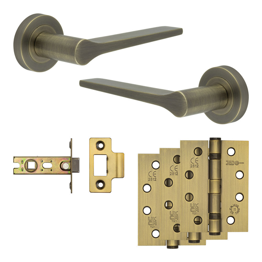 Complete Gio Door Handle Pack - Internal Doors - Antique Brass - 64mm / 4"