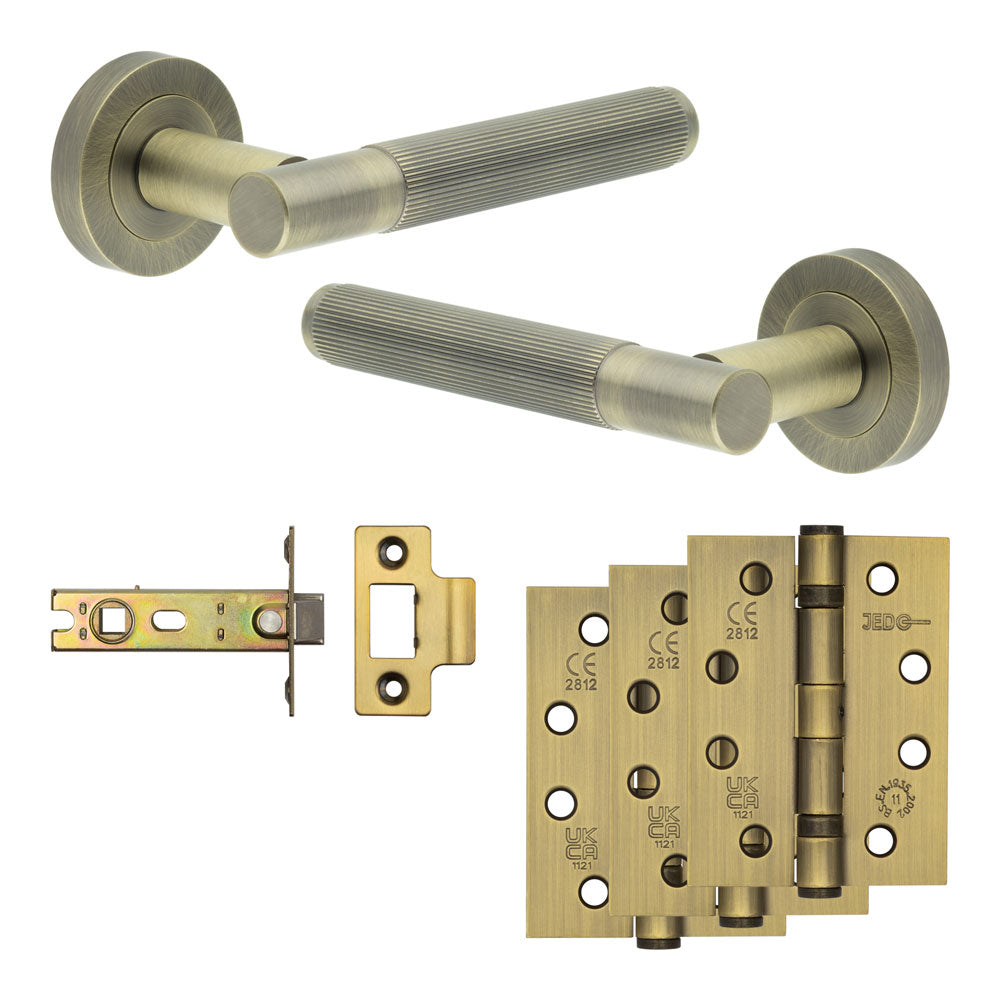 Complete Venice Door Handle Pack - Internal Doors - Antique Brass - 76mm / 4"