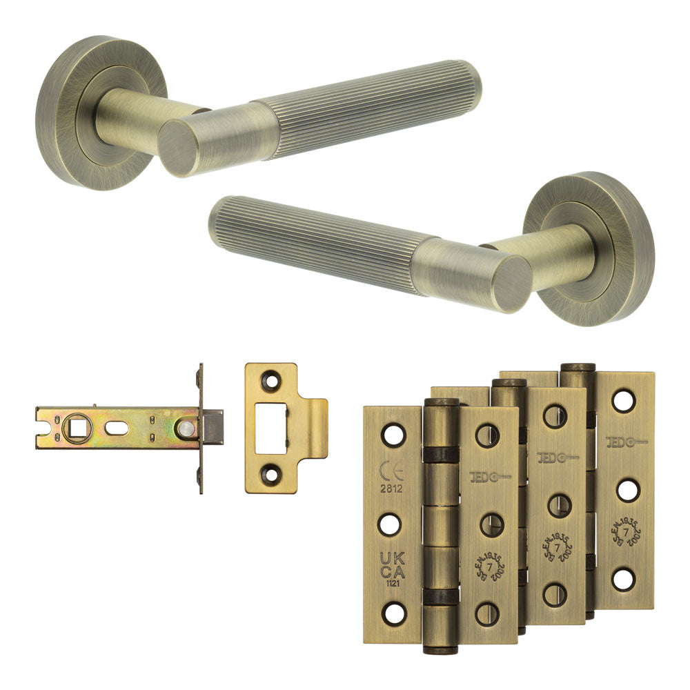 Complete Venice Door Handle Pack - Internal Doors - Antique Brass - 76mm / 3"