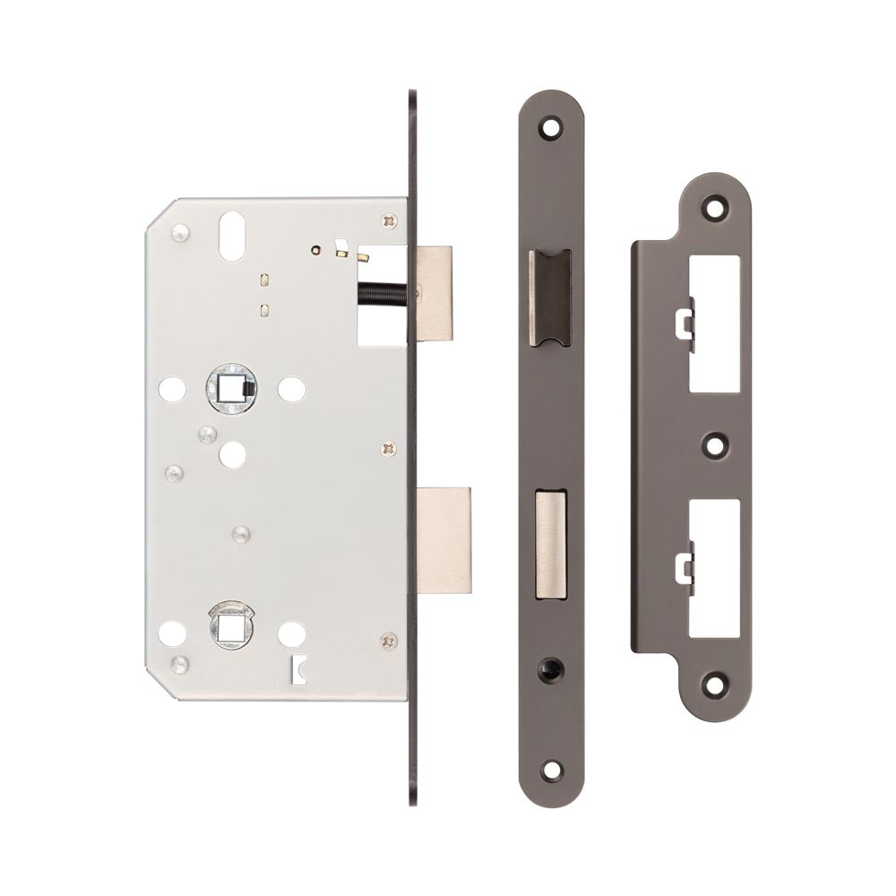 Jedo 72mm Din Bathroom Locks - Radiused / Dark Bronze