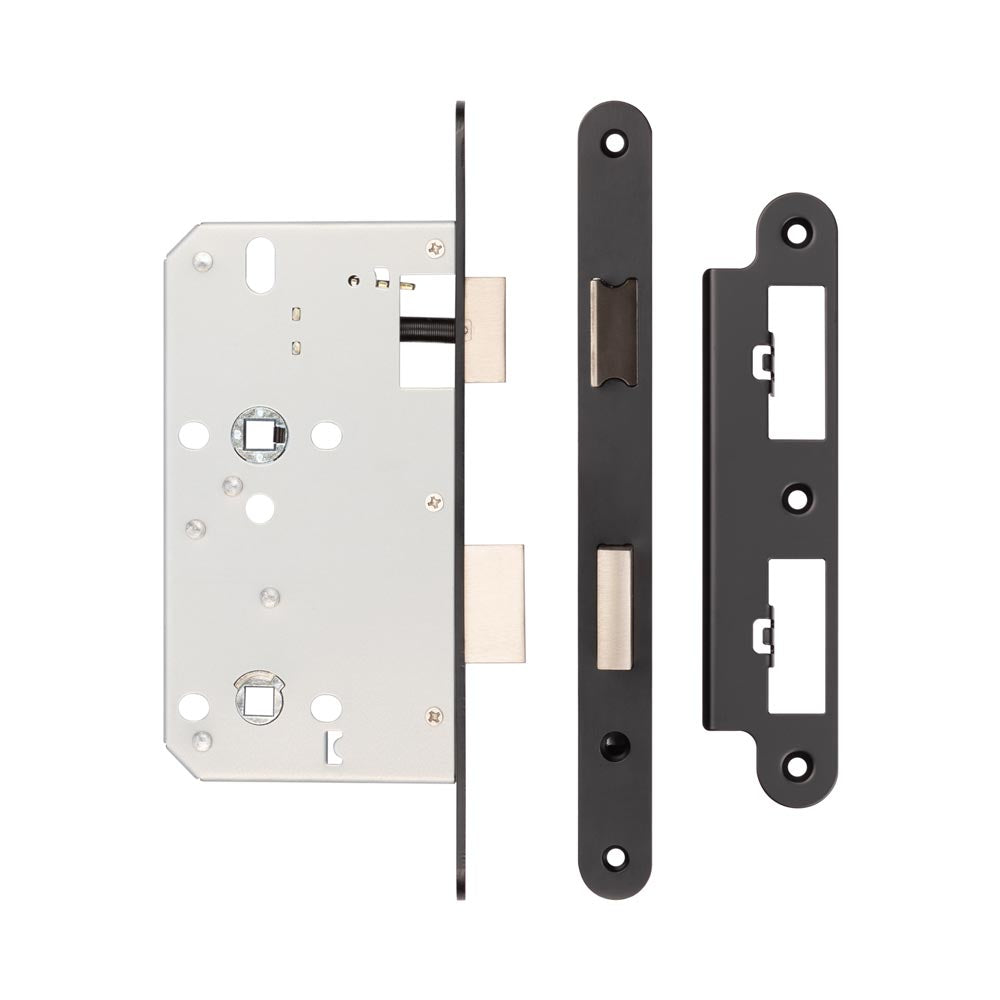 Jedo 72mm Din Bathroom Locks - Radiused / Black
