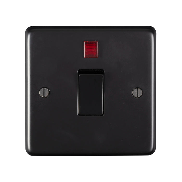 Stainless steel 20Amp Switch With Neon Indicator - Matt Black