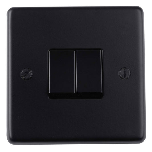 Stainless steel 2 Gang Switch - Matt Black