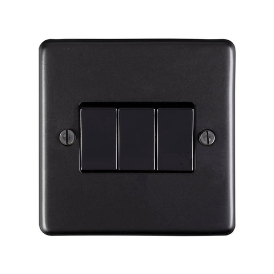 Stainless steel 3 Gang Switch - Matt Black