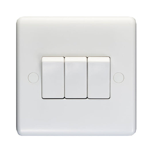 Enhance White Plastic 3 Gang Switch - White