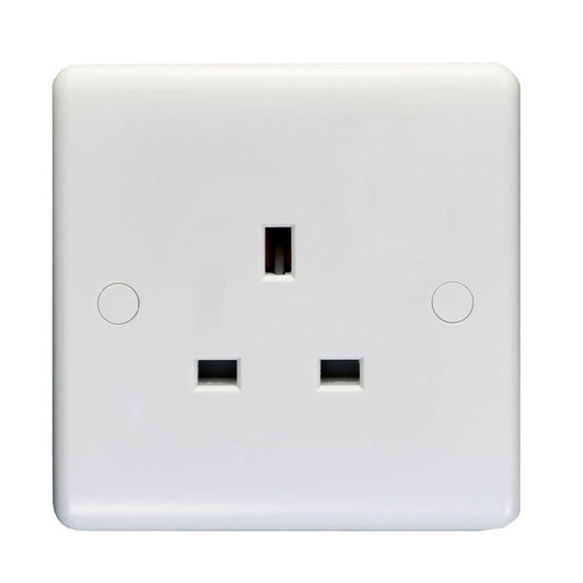 Enhance White Plastic 1 Gang Unswitched Socket - White