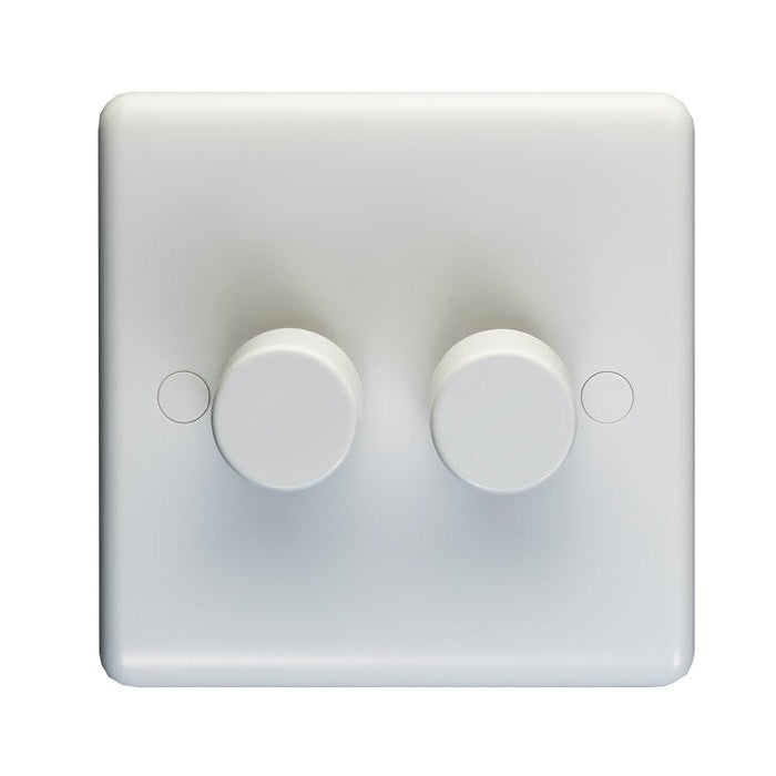 Enhance White Plastic 2 Gang Dimmer - White