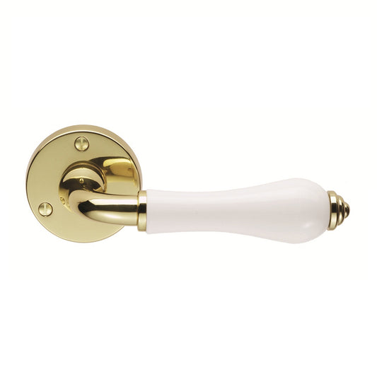 Porcelain Lever on Round Rose Plain White