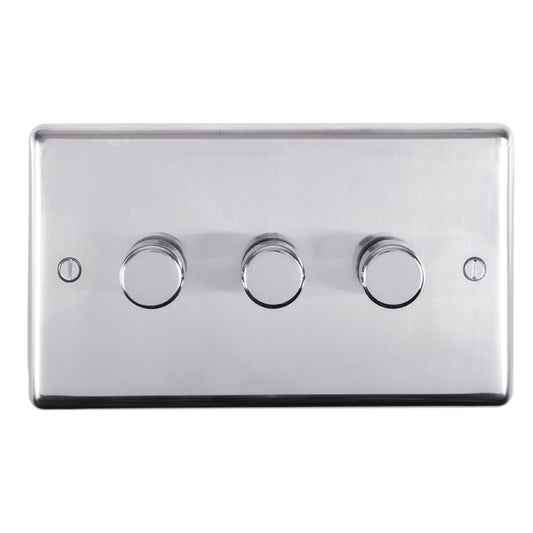 Stainless steel 3 Gang Dimmer - Polished Stainless Steel