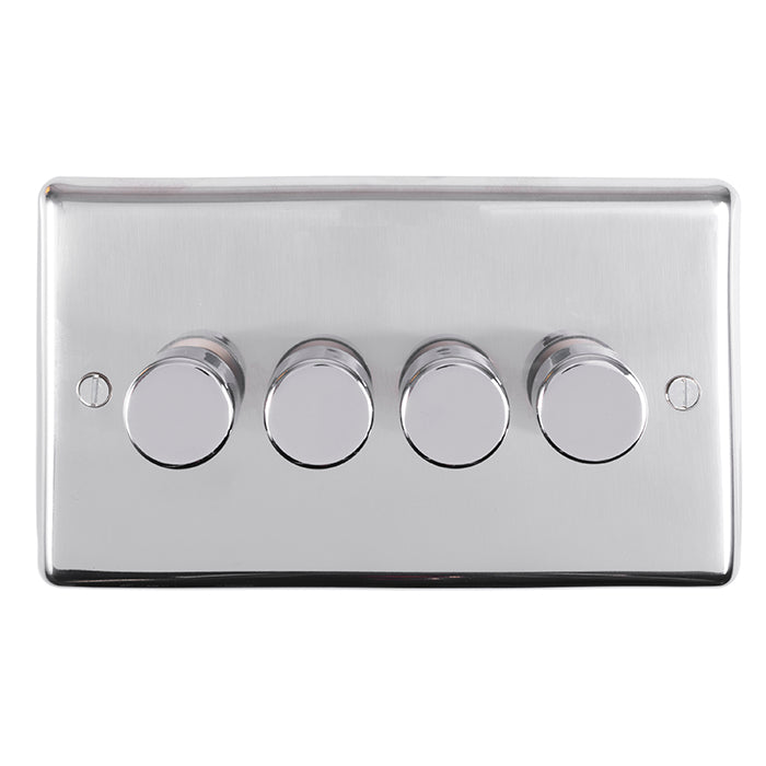 Stainless steel 4 Gang Dimmer - Polished Stainless Steel