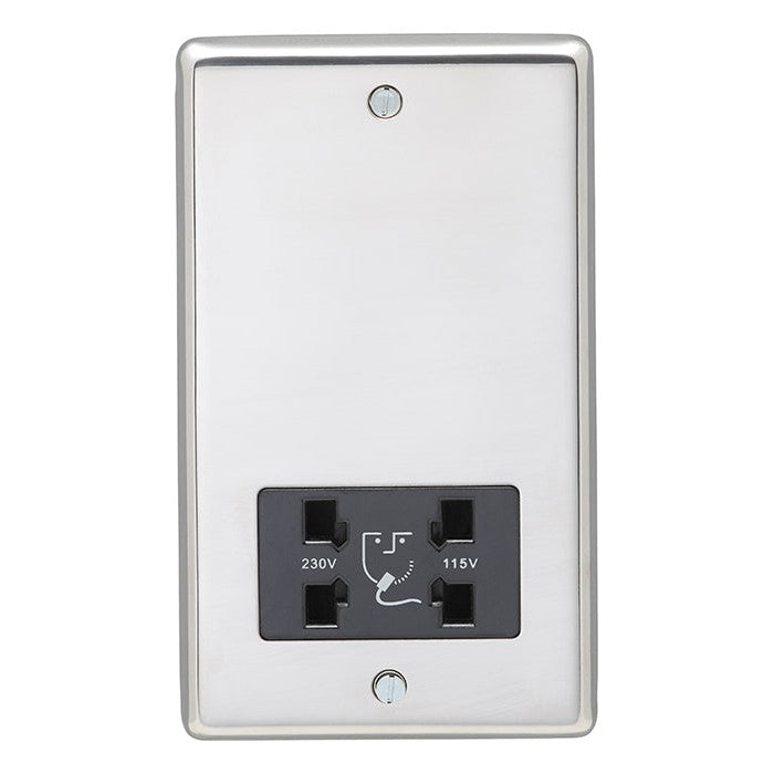 Stainless steel Shaver Socket - Polished Stainless Steel