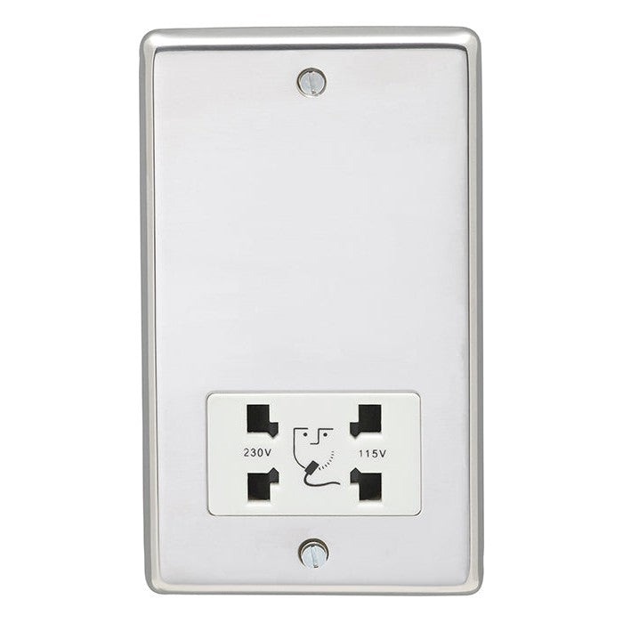 Stainless steel Shaver Socket - Polished Stainless Steel