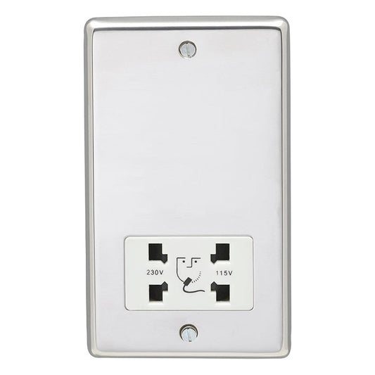 Stainless steel Shaver Socket - Polished Stainless Steel