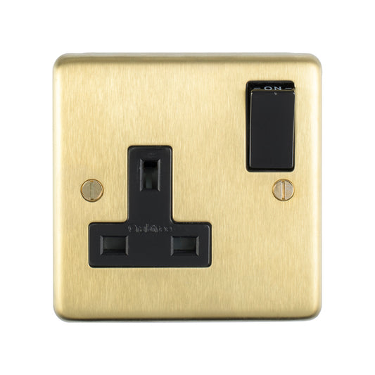 Stainless steel 1 Gang Socket - Satin Brass