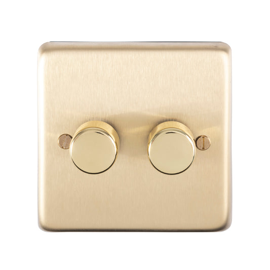 Stainless steel 2 Gang Dimmer - Satin Brass