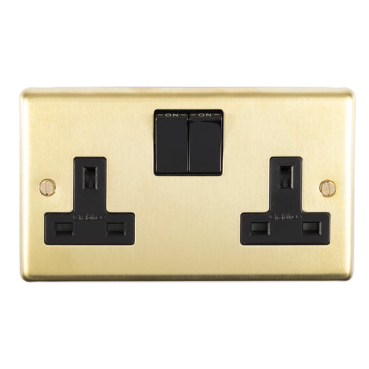 Stainless steel 2 Gang Socket - Satin Brass