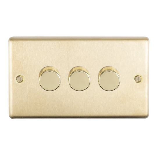 Stainless steel 3 Gang Dimmer - Satin Brass