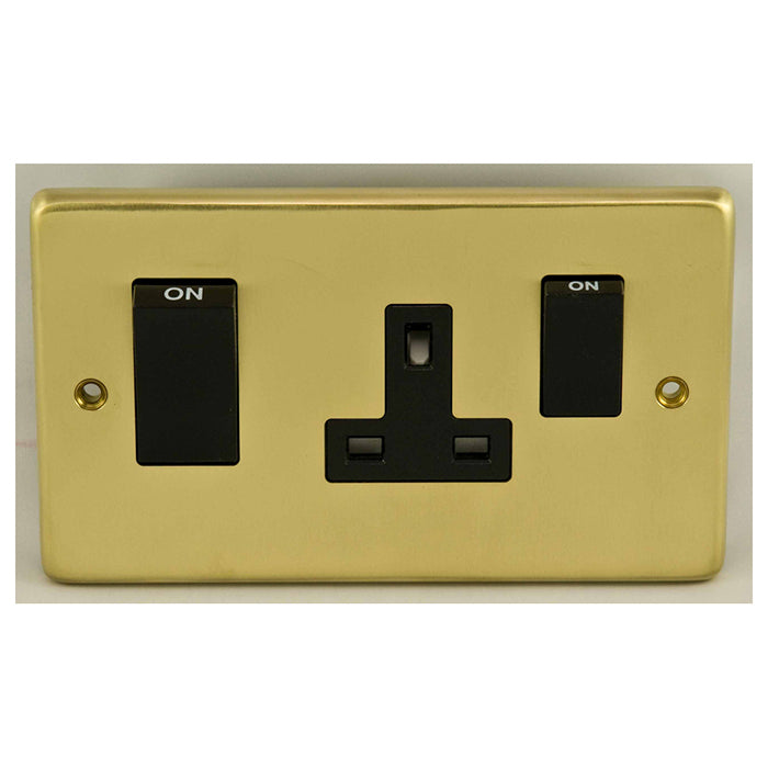 Stainless steel 45Amp Switch With A Socket - Satin Brass