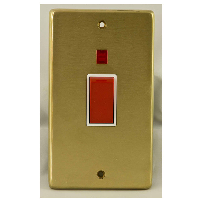 Stainless steel 45Amp Switch With Neon Indicator - Satin Brass