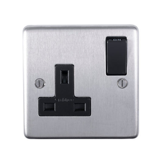 Stainless steel 1 Gang Socket - Satin Stainless Steel