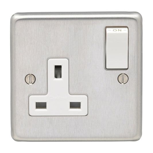 Stainless steel 1 Gang Socket - Satin Stainless Steel