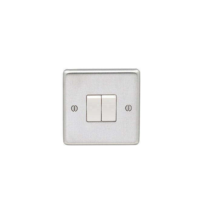 Stainless steel 2 Gang Switch - Satin Stainless Steel