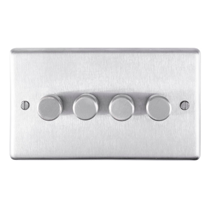 Stainless steel 4 Gang Dimmer - Satin Stainless Steel